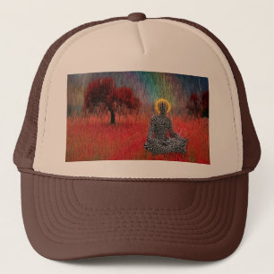 Meditatie in het surrealistische landschap trucker pet