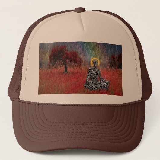 Meditatie in het surrealistische landschap trucker pet (Voorkant)
