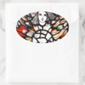 Meditatie in kleuren ovale sticker (Tas)