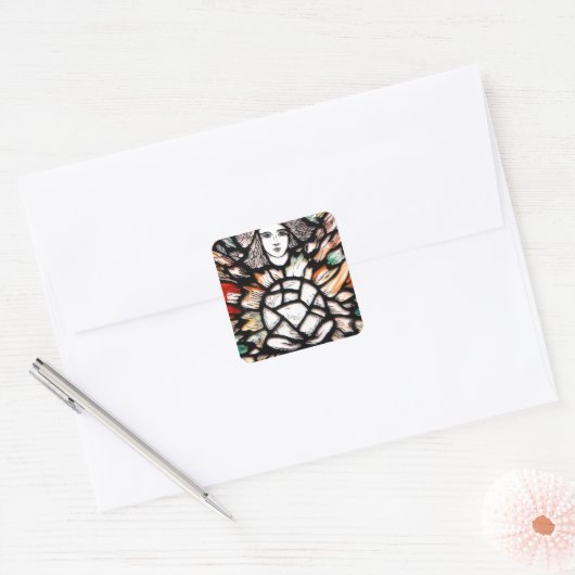 Meditatie in kleuren vierkante sticker (Envelop)