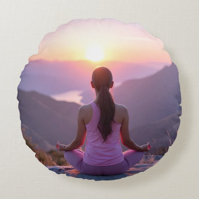 Meditatie - Innerlijke Balans - Yoga Rond Kussen (Voorkant)