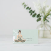 Meditatie-instructeur Sage Green Visitekaartje (Staand voorkant)