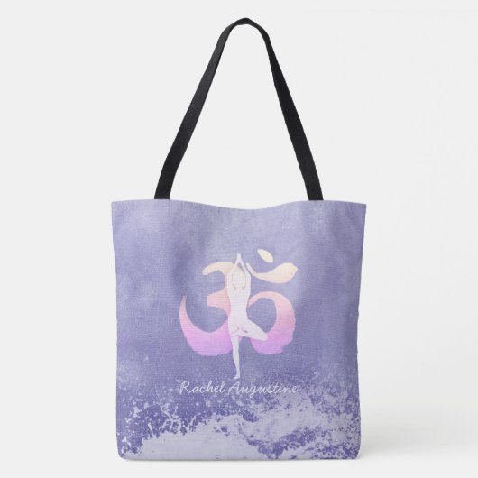 Meditatie Instructor Yoga Pose Om Sign Tote Bag (Achterkant)