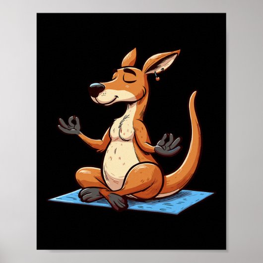 Meditatie Kangoeroe Yoga Houding Ontspannend Dier Poster (Voorkant)