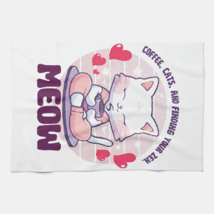 Meditatie kat - Kawaii kat Theedoek