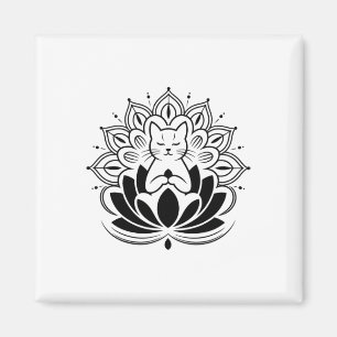 Meditatie Kat Lotus Bloem Zen Yoga Enthousiast Te Magneet