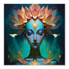 MEDITATIE LOTUS GODIN SPIRITUELE KUNST POSTER