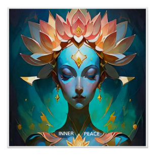MEDITATIE LOTUS GODIN SPIRITUELE KUNST POSTER
