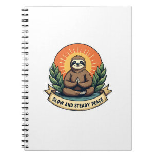 Meditatie Luiaard Vintage Ontspannen Humor Ontwerp Notitieboek