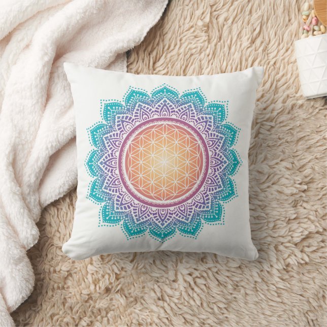 Meditatie, Mandala, Bloem des levens Kussen (Deken)