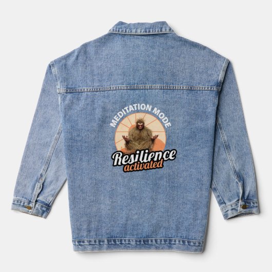 Meditatie Modus Bigfoot Weerbaarheid Geactiveerd Denim Jacket (Achterkant)