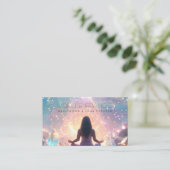 Meditatie pastel glanzend universum piramide visitekaartje (Staand voorkant)