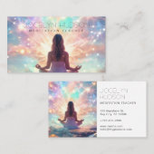 Meditatie pastel glanzende universum verbinding visitekaartje (Voorkant / Achterkant)