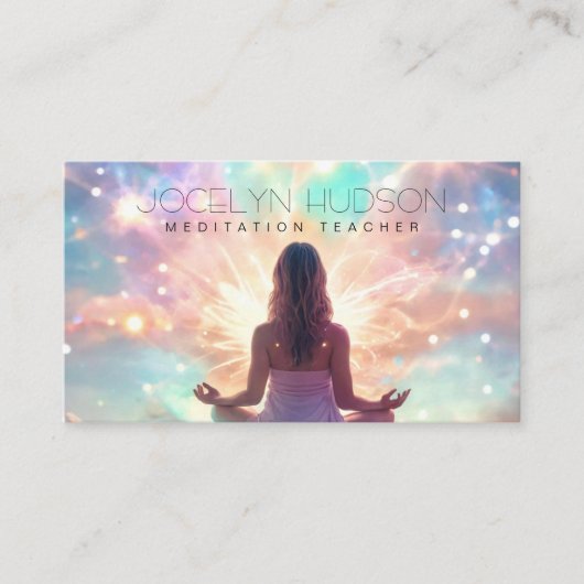 Meditatie pastel glanzende universum verbinding visitekaartje (Voorkant)