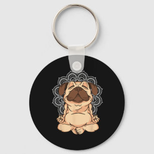 Meditatie Pug Honden Boeddha Zen Yoga Leraar Pug B Sleutelhanger