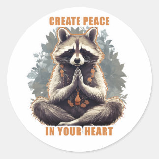Meditatie Raccoon Yoga Creëer rust in je hart Ronde Sticker