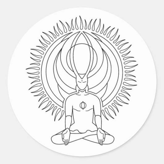 Meditatie. Ronde Sticker (Voorkant)