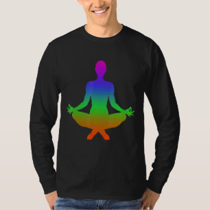 Meditatie-schaduwen in regenboogkleur t-shirt