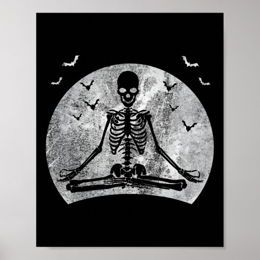 Meditatie Skelet Yoga Lover Halloween Moon Kosten Poster (Voorkant)