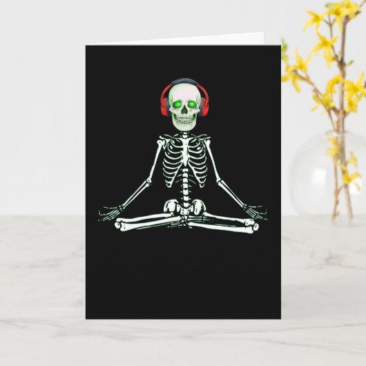 meditatie skeleton namaste yoga gift voor vriend kaart (Gele Bloem)