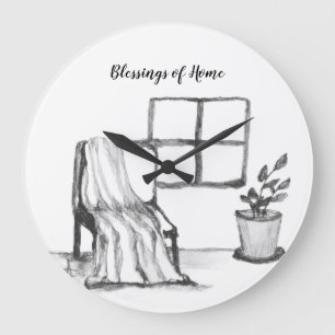 Meditatie stoel bij raam met plant en deken grote klok
