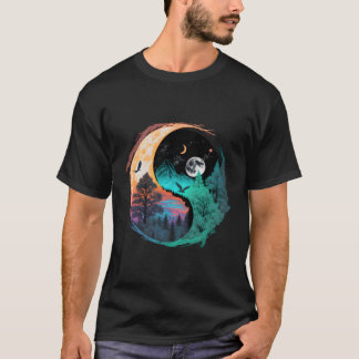 Meditatie Taoïsme Yin Yang Symbool op Natuur Taiji T-shirt