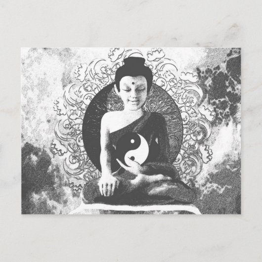 Meditatie van Boeddha met Yin Yang Briefkaart (Voorkant)