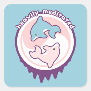 Meditatie van dolfijnen met Yin Yang Vierkante Sticker