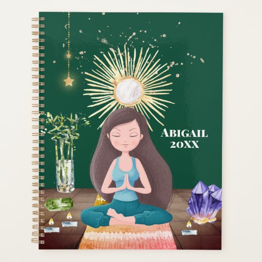 Meditatie van Yoga Girl Crystals Earthy Green Planner (Voorkant)
