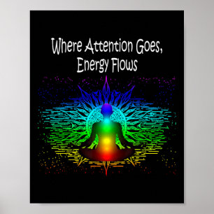 Meditatie Waar Aandacht Naartoe Gaat, Stroomt Ener Poster