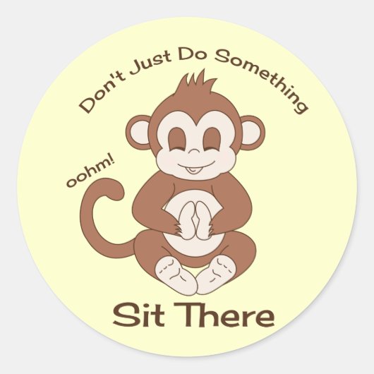 Meditatie Yoga Aap Ronde Sticker (Voorkant)