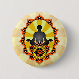 Meditatie Yoga Aum, oranje en geel Ronde Button 5,7 Cm