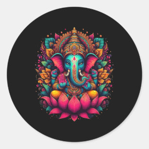 Meditatie Yoga Ganesh Hindoe God Namaste T-shirt G Ronde Sticker