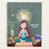 Meditatie Yoga Girl Crystals Zee Green Planner (Voorkant)