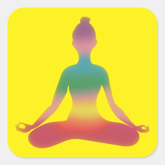 Meditatie Yoga Kunst Vierkante Sticker (Voorkant)