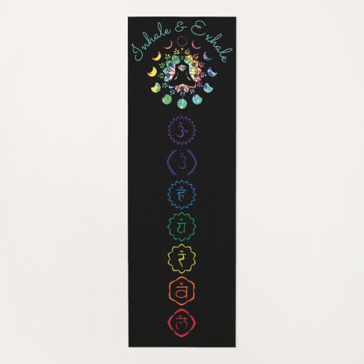 Meditatie Yoga mat met gekleurde Chakra-symbolen (Voorkant)