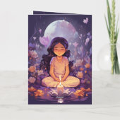 Meditatie Yoga Meisje Kristal Paarse Lotus Verjaar Kaart (Achterkant)