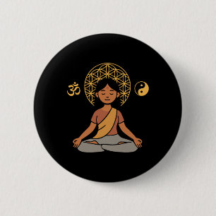 Meditatie Yoga Om Symbool Heilige Geometrie Yin Ya Ronde Button 5,7 Cm