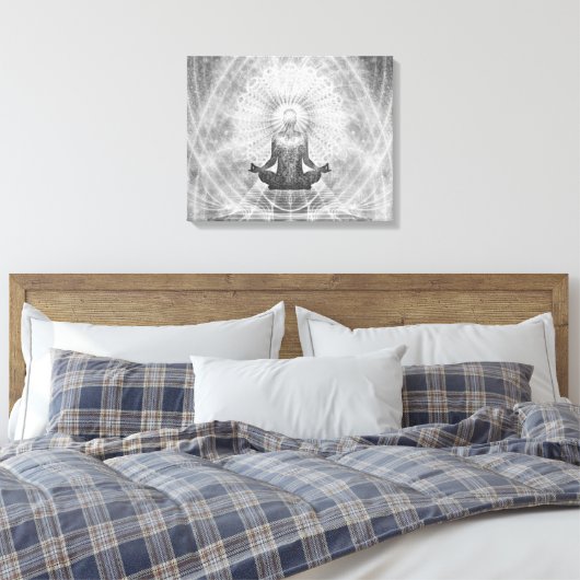 "MEDITATIE" Yoga Pose MINIMALISTISCH Zilver Grijs Canvas Afdruk (Insitu (Slaapkamer))