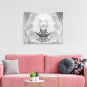 "MEDITATIE" Yoga Pose MINIMALISTISCH Zilver Grijs Canvas Afdruk (Insitu (Woonkamer))