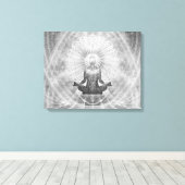 "MEDITATIE" Yoga Pose MINIMALISTISCH Zilver Grijs Canvas Afdruk (Insitu (Houten vloer))