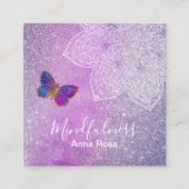 ** Meditatie .  Yoga Reik Mandala Butterfly Vierkante Visitekaartje (Voorkant)