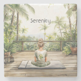 Meditatie Yoga Sereniteit Vrouw Stenen Onderzetter