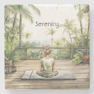 Meditatie Yoga Sereniteit Vrouw Stenen Onderzetter