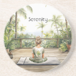 Meditatie Yoga Sereniteit Vrouw Zandsteen Onderzetter