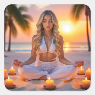 MEDITATIE - YOGA - WELZIJN - CARPE DIEM VIERKANTE STICKER