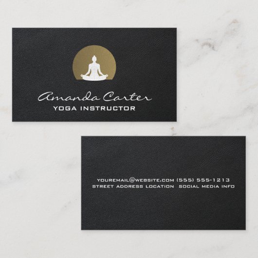 Meditatie Yoga Zitten | Leren Achtergrond Visitekaartje (Voorkant / Achterkant)