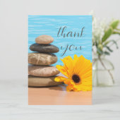 Meditatie Zen Stones Ocean Beach Schoon en chique Bedankkaart (Staand voorkant)