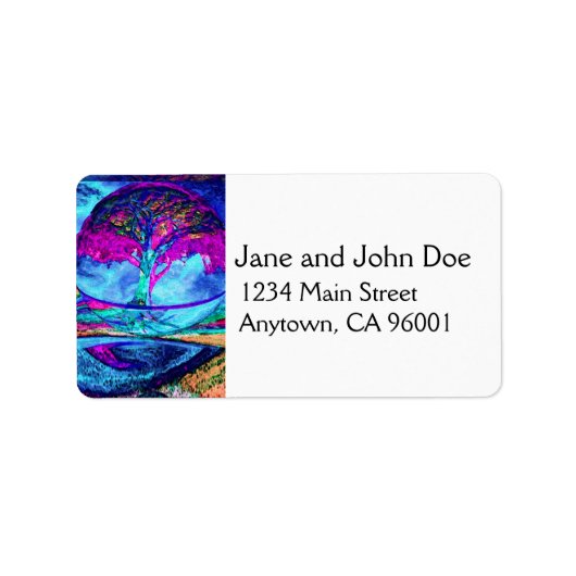 Meditatieboom van het leven in Paars Etiket (Voorkant)