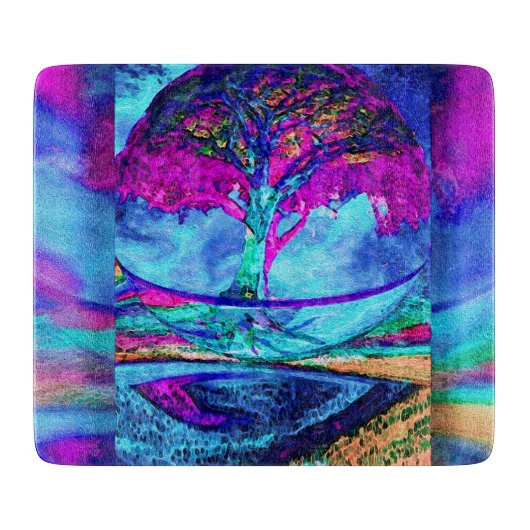 Meditatieboom van het leven in Paars Snijplank (Voorkant)